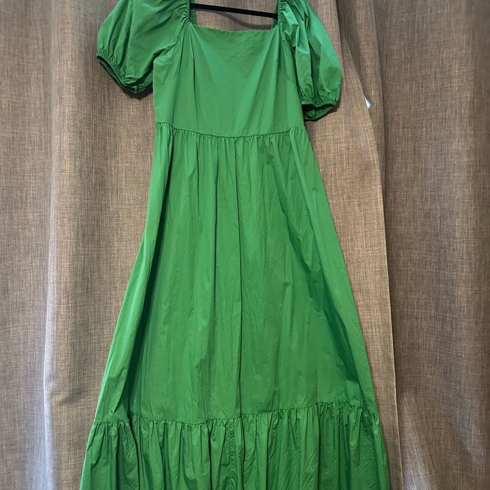 Express Green Smocked Puff Sleeve Sundress